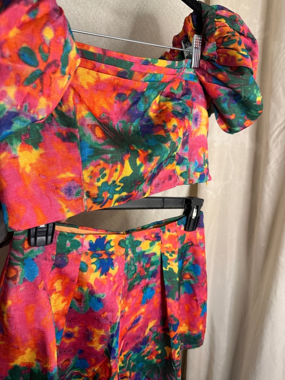 Luxxel Pink Multi Floral Two-Piece Skirt Set
